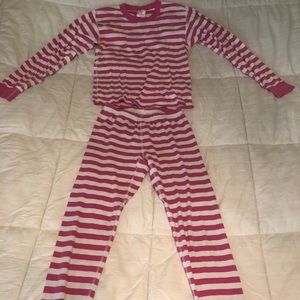 Hanna Andersson Pink White Stripe Long Johns XS